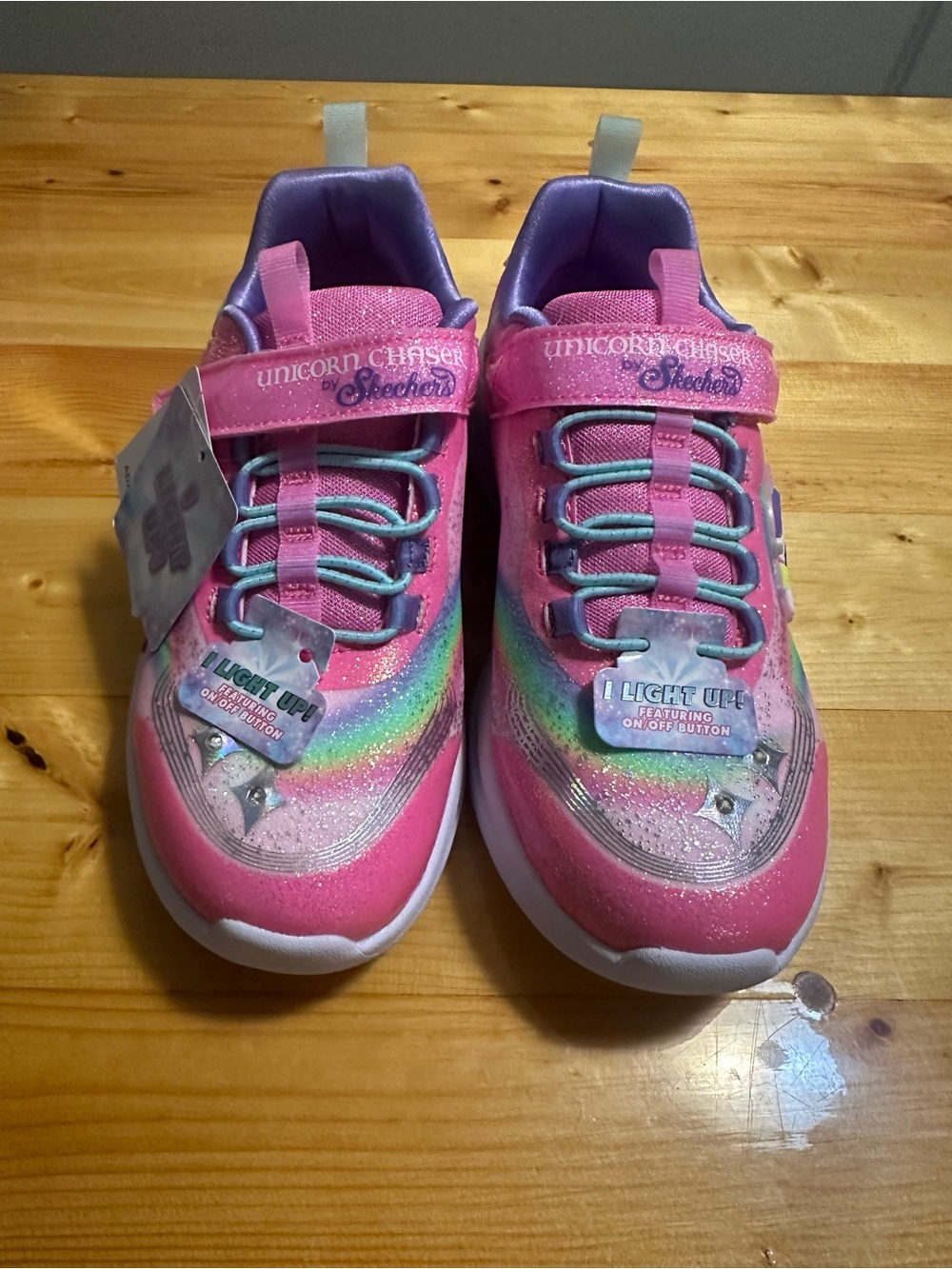 Skechers Pink Unicorn Light-Up Kids Sneakers with Rainbow Accent